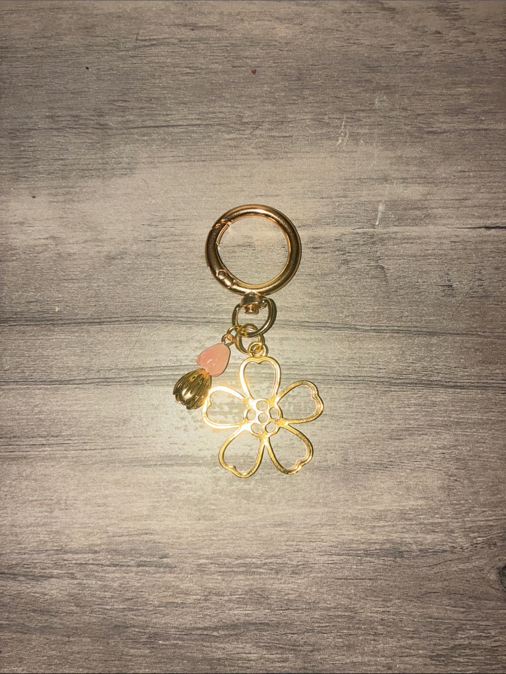 Gold Sakura Keyring with Pink Accent - Women Accessories